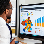 **

A diverse team collaborating in a brightly lit, modern office. Some team members are reviewing a large, clear infographic displayed on a screen, showcasing roles, responsibilities, and communication flow within a project. The atmosphere is positive and engaged, reflecting efficient teamwork. Emphasis on visual clarity and collaborative spirit.

**