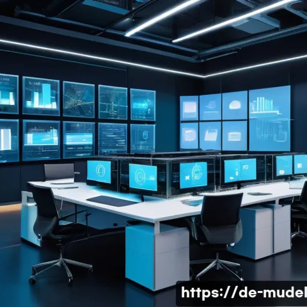 DAO 탈중앙화 자율 조직 의 역할 - A modern digital workspace scene depicting a diverse team of professionals collaborating in a decent...