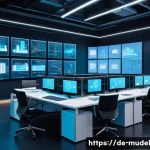 Home 22 DAO 탈중앙화 자율 조직 의 역할 - A modern digital workspace scene depicting a diverse team of professionals collaborating in a decent...