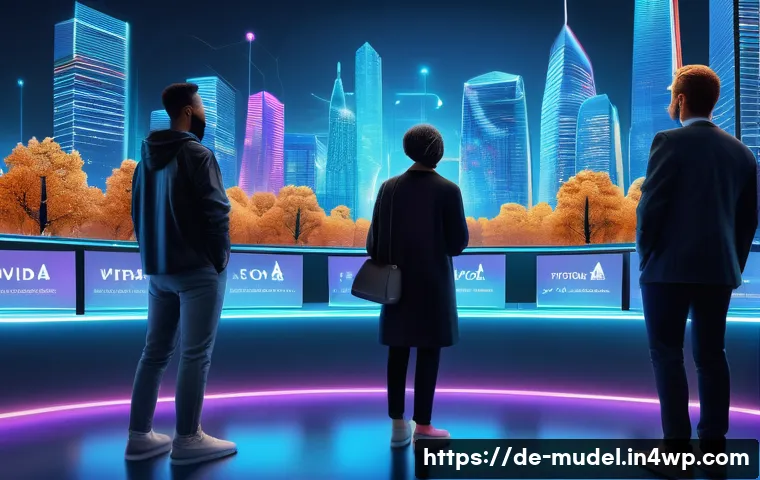 가상 세계 내 지속 가능한 거버넌스 구축 - A futuristic virtual community governance scene showing diverse users engaging in a blockchain-based...