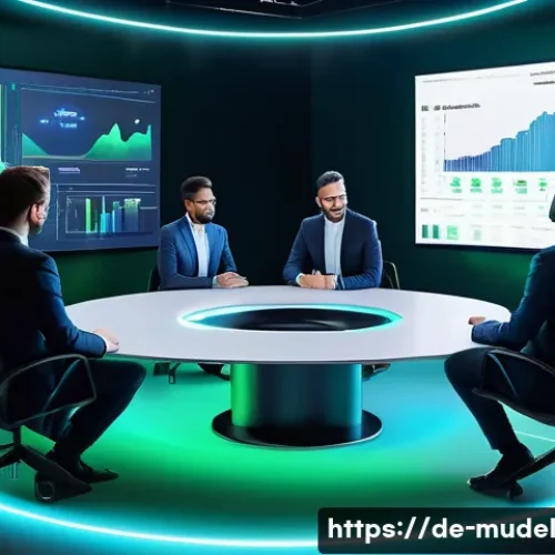 Home 30 가상 세계 거버넌스의 비즈니스 모델 - A futuristic digital community governance meeting in a sleek virtual environment, featuring diverse ...