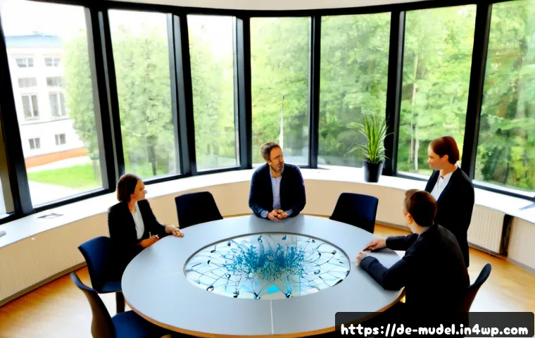 Home 17 가상 세계에서의 지식 공유와 거버넌스 - Photorealistic modern community learning hub in Berlin, diverse adult participants wearing casual Eu...